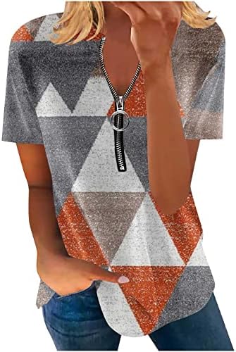 HGCCGDU Ljeto Zip Up Thirts za žene Trendy 2023 Bluza s kratkim rukavima Dressy Casual Tunic Top Quarter
