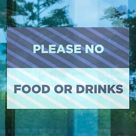 CGsignLab | Molim te, nema hrane ili pića -Stripes Blue Prozor Cling | 36 x24