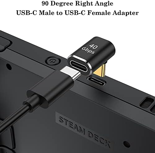 AuviPal 90 stepeni USB C Adapter, 40Gbps USB C muški na USB C ženski pod pravim uglom konektor za