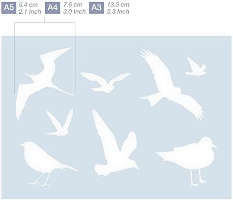 Qbix šablon za životinje-siluete ptica-A5-DIY šablona za višekratnu upotrebu za djecu za farbanje, pečenje,