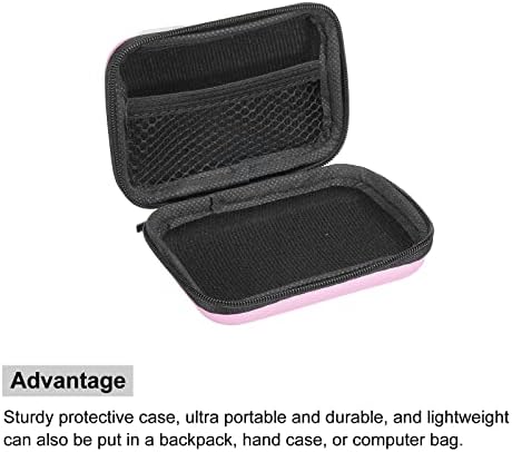 PATIKIL prenosiva torba za nošenje otporna na udarce Pink 4.33 x 2.95 x 1.57 inča za slušalice USB kabl Hard