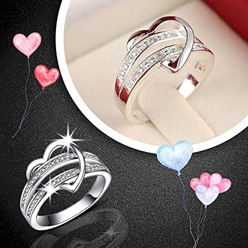 Svakodnevni prstenovi za žensko dijamantski dijamantski dijamantski prsten od dva dekoracija Zircon