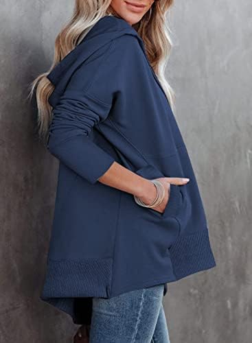 PKABOGBI ženske ležerne modne dukseve labave gumb za prevelike duksere lagani pulover vrhovi sa džepovima