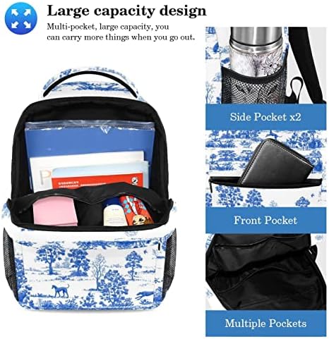 Tbouobt putnički ruksak set lagan laptop casual ruksak za žene muškarci, vintage plava umjetnička