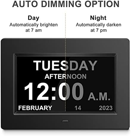 Digtalni sat sa danom i datumom za starije osobe, veliki LCD prikaz vremena, ekran sa automatskim zatamnjivanjem,