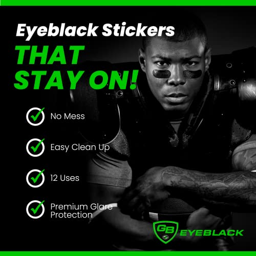 GB Eyeblack-12 parova Peel & amp; Stick Atletski Eyeblack, Crni Fudbal za oči, blokatori odsjaja u boji