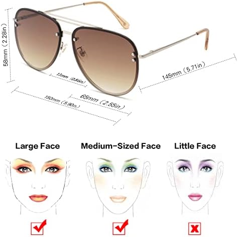 VIVIENFANG Premium predimenzionirane Avijatičarske naočare za sunce bez okvira za žene, polarizirana