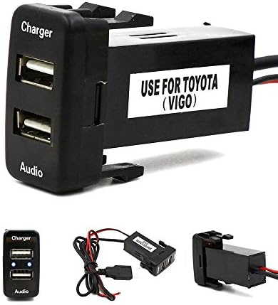 Dual Port USB punjač sa audio utičnicama USB punjenje za digitalne fotoaparate / mobilne uređaje za Toyota