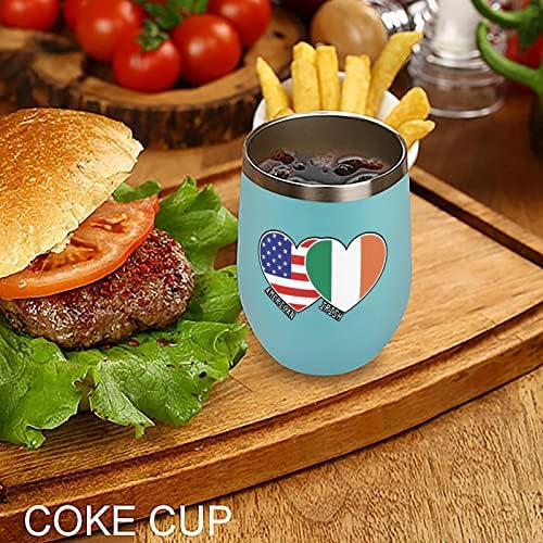 Čaša za flašu srca Irske američke zastave sa poklopcem izolovana čaša od nerđajućeg čelika