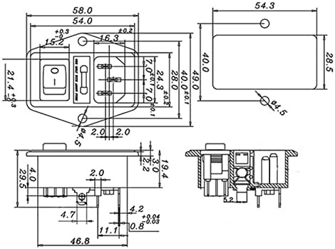 HIKOTA 1set 10a 250V modul utikač preklopni prekidač Muška utičnica 3-pinski Iec320 C14 prekidač
