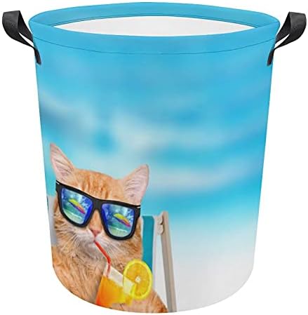 Mačka nosi naočare za sunce Oxford platnena korpa za veš sa ručkama korpa za odlaganje za organizatore igračaka
