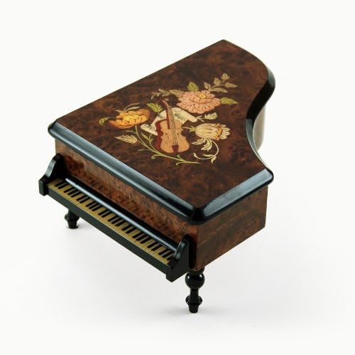 Prekrasna 30 Note Burl-Elm muzika i cvjetna tema Grand Piano muzička kutija - vrati se u Sorrento