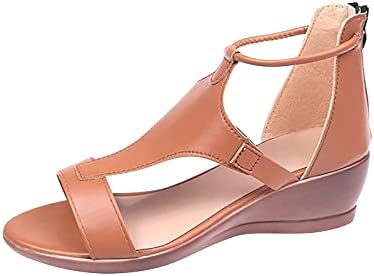 Ljetne sandale za žene nove čvrste boje plus veličine Ženski patentni kopč za cipele na klin petu Sandal