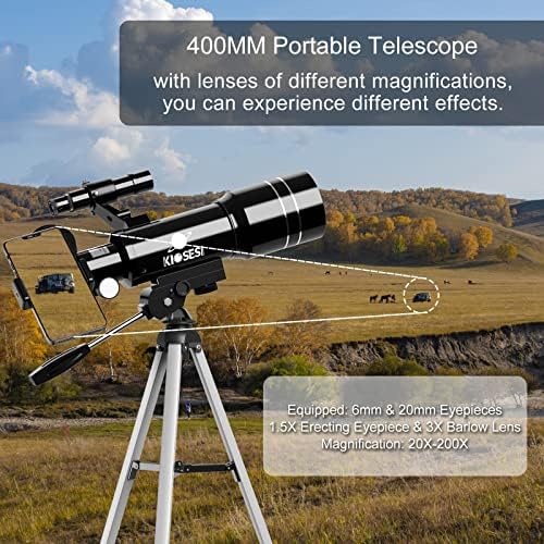 Kiosesi teleskop za odrasle i djecu, 70 mm otvor za refraktore 400 mm refraktor za astronomiju početnike,