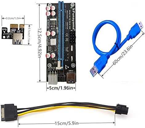 Funayama PCIe Riser, GPU RISER, PCI-E RISER CARD PCIe 1x do 16x USB 3.0 Kabel podataka Bitcoin Rudarstvo,