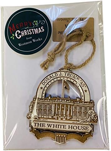 Westman radi Božićni ukras Bijele kuće sa Donald Trump 4-inčnim drvenim ukrasom napravljenim u SAD-u