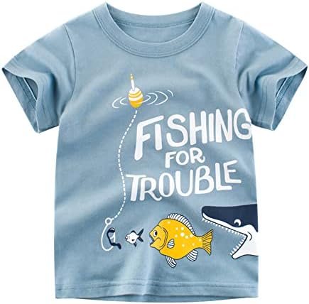Majice malih majica TEE KIDS CRTOVANJE Odjeća za odjeću T kratke morske pse Crewneck Boys Dinosaur Baby Tops