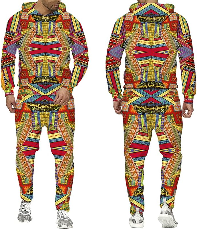 Etnički stil 3D tiskane dukseve hlače postavljeno afrički vintage pulover dukseri čovjek man trenerke