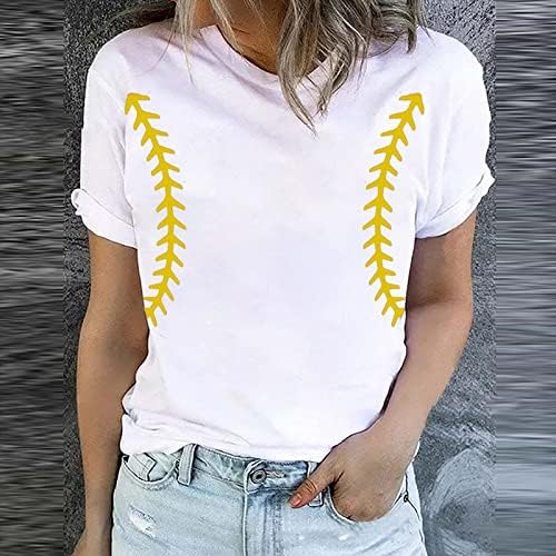 Bejzbol košulje za žene 2023 ljetne modne kratke rukave majica Redovna fit crewneck tanke majica