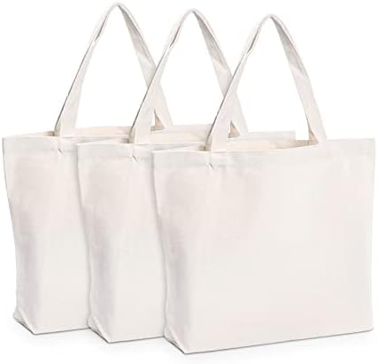 Xinyue 3 pakovanja velike platnene torbe za višekratnu upotrebu 12oz čistog pamuka, prazne