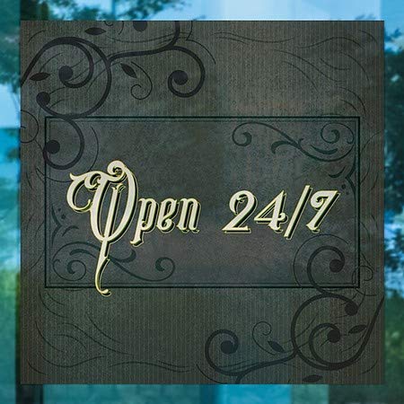 CGsignLab | Otvoren 24/7 -victorian Frame Cling Cling | 24 x24