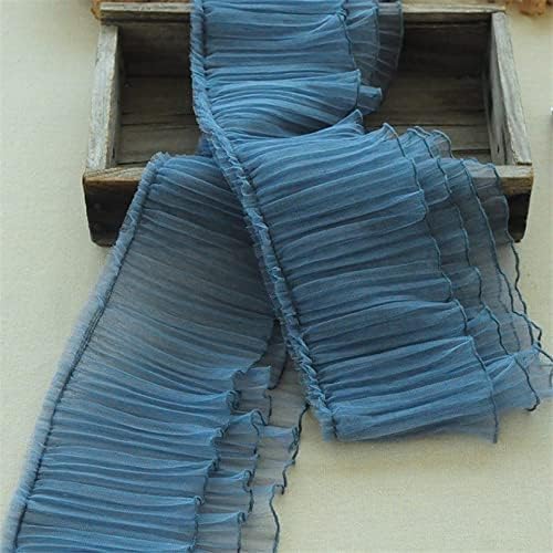 2 dvorišta mrežirana tkanina 5,9 inča širina tri sloja ruffled čipkasti obrub obrub šivaće haljina kućna