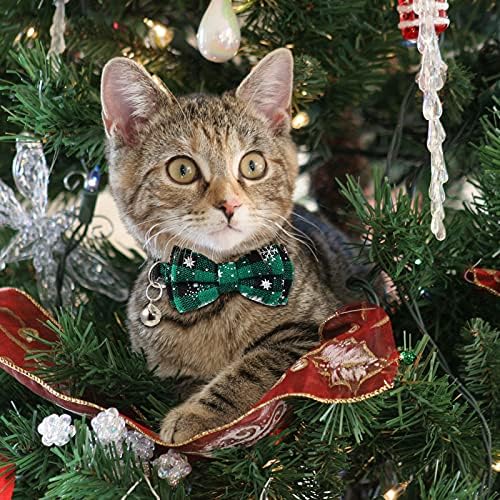 4 komada Božićna kragna za mačke sa uklonjivom leptir mašnom, praznična sigurnosna kragna za
