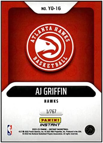 AJ Griffin RC 2022-23 Panini Instant Godina / 767 16 Hawks Rookie NM + -MT + NBA košarka