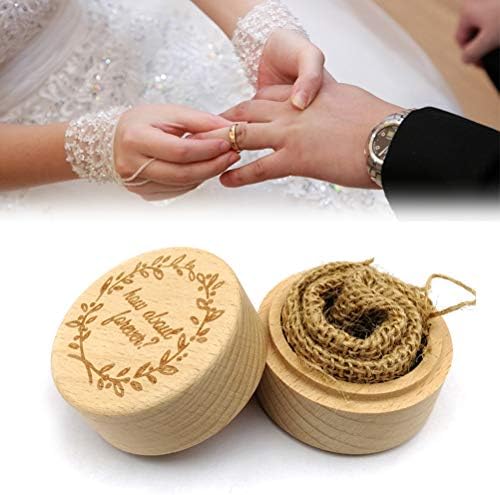VALICLUD Vintage Drveni okrugli prsten kutija za vjenčanje za vjenčanje rustikalni prsten kutija za prsten za