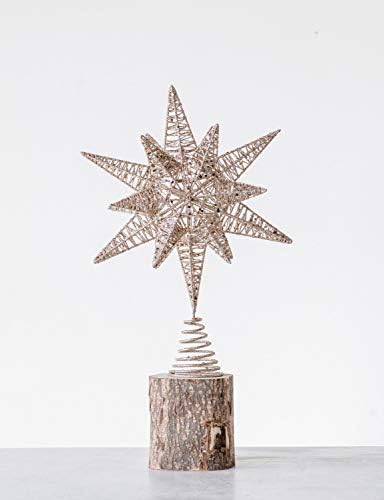 Creative Co-op višedimenzionalni zvjezdani stablo sa zlatnim svjetlutnim metalnim ukrasima