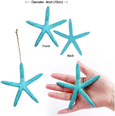 OurWarm 30pcs Blue Resin Pencil Finger Starfish sa konopljinim užetom, 4-inčni umjetni Starfish viseći