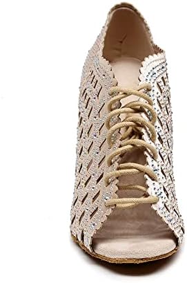DZZSYIM ženske otvorene plesne plesne čizme Rhinestone Salsa Ballroom čipke za ples za gledanje, model