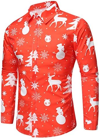 XXBR božićne majice za muške, smiješne Xmas Reindeer Snowman Coller Collar Business casual majice