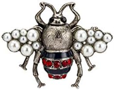 Knighthood mat srebro i pištolj Metal moć Dressing pčela sa biserima, crveni kamen Crni emajl broš