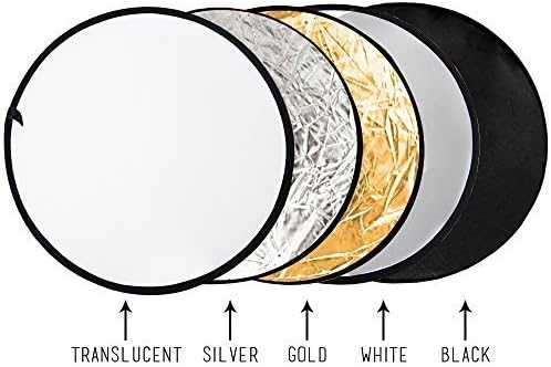 Limostudio 32 5-in-1 Fotografija Sklopivi reflektor diska, 5 boja bijela, crna, srebrna, zlatna, prozirna,