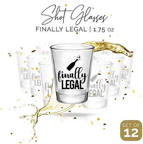 Konačno pravni 21st Birthday Party Shot Glass-Set 12, 1.75 oz crne i jasne 21st Birthday Shot Glass,