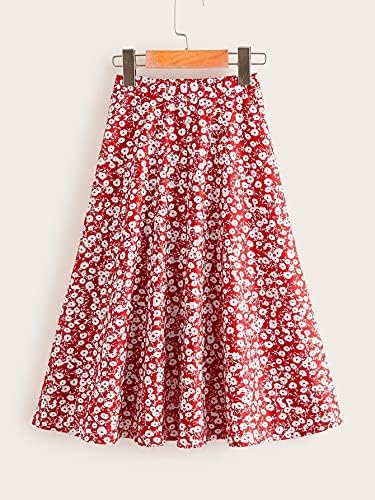 Milumia Girl's Ditsy Floral Print a line suknja elastična midi suknja visokog struka