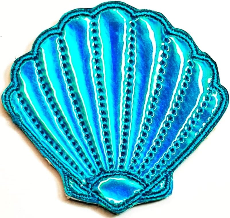 Kleenplus 2pcs. Plava seashell šiva gvožđe na izvezenim zakrpama Sea Shell Ocean Sea Life Crtani modni naljepnici
