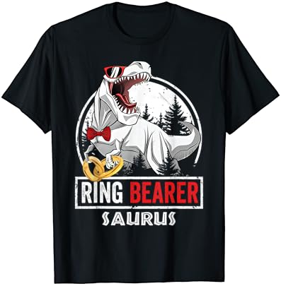 Prsten Nosilac Saurus Majica T Rex Vjenčanje Deca Momci Prsten Nosilac T-Shirt