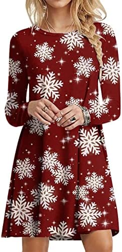 Ružne božićne haljine za djevojke dugih rukava modna majica haljina duljina koljena sve preko snježne pahulje