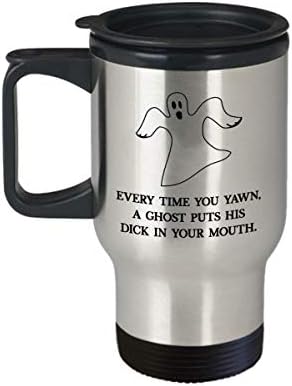 Joyfullgifts Ghost Travel Mug - Ghost Yawn - Sablasna putnička čaša zastrašujuća šolja Čudna čaša smiješna