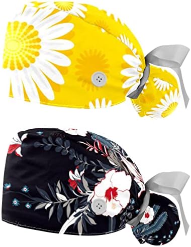 RodailyCay 2 pakovanja Radna kapa sa gumbom za žene Duga kose Podesiva elastična kravata natrag