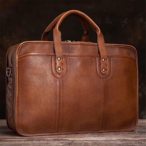 LEPSJGC aktovka muškarci Vintage Man torba putna torba rame ručni rad od prave kože Brown Laptop Businessv