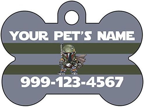 Udesignusa Boba Fett pet Id pseća oznaka personalizirana sa imenom & amp; Broj