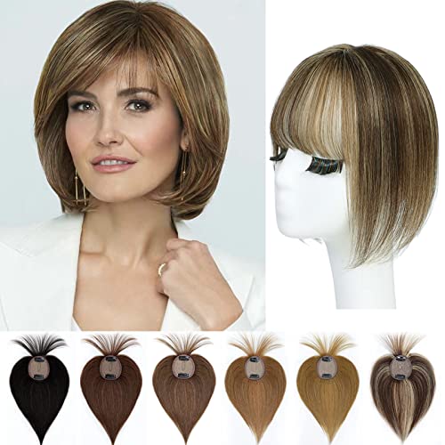 Hair Toppers for Women Real Human Hair Toppers with Bangs Clip In Bangs Hair Pieces for Women with