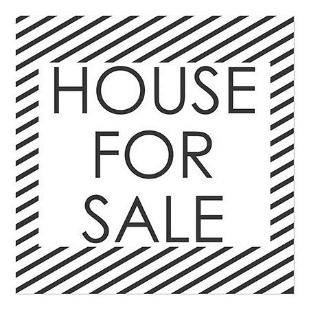 CGsignLab | Kuća na prodaju -Stripes bijela prozor Cling | 16 x16