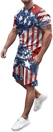 Muška dana nezavisnosti setovi 2 komada Postavite kratke majice kratkih rukava i kratke hlače Casual