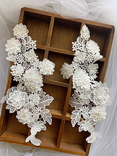 Tkanina za zanatsko šivanje 5 para bijelog cvijeća Applique, 3D čipka za brisanje za mladenku