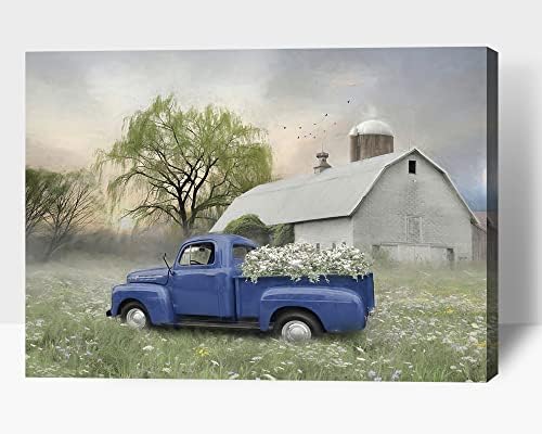 Rustikalni ambar slike zid Art, stari kamion platnu Print za seoske kuće zid dekor, moderni Vintage Car
