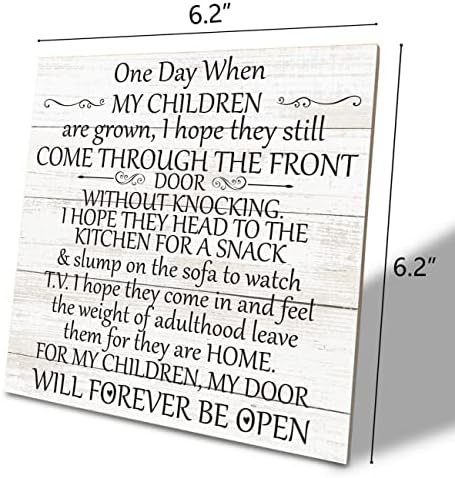 Porodični znak, jedan dan kada se odražava moja djeca, drveni tablica Art Sign 6.2 * 6.2INCH, rustikalni